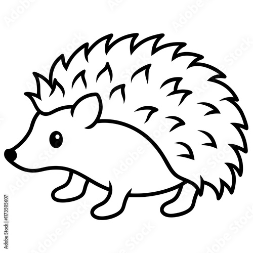 Cute Silhouette of a Hedgehog line art vector cartoon illustration