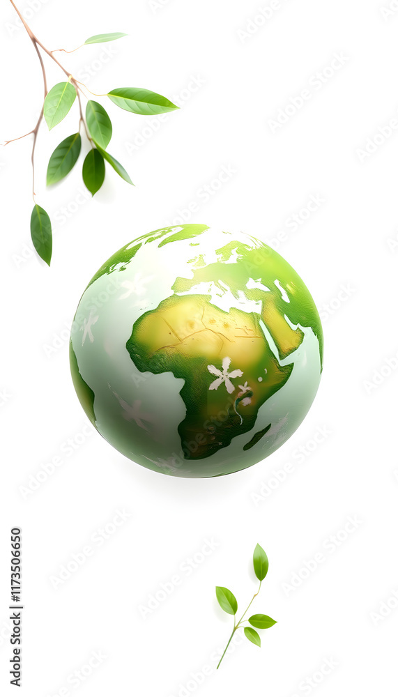 Green earth day on isolated white background. Care for the environment and ecology. Resources that are sustainable, renewable, and green. Graphic resource., Dreamy Green earth day on isolated white background. Care for the environment and ecology. Resources that are sustainable, renewable, and green. Graphic resource., Dreamy