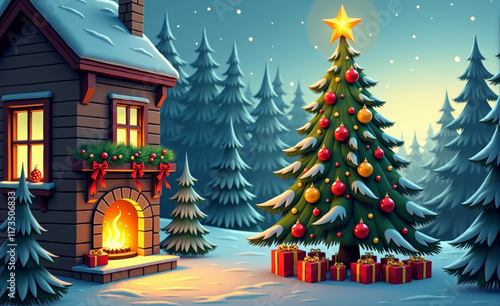 Wallpaper Mural christmas tree with candles Torontodigital.ca