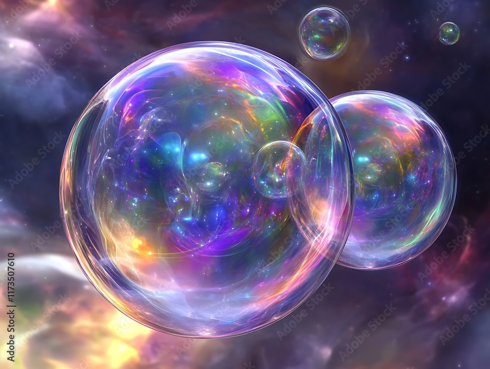 Abstract Floating Bubbles with Vibrant Reflections and Colorful Bokeh Lights on a Dark Background for Artistic and Dreamlike Designs Abstract Floating Bubbles with Vibrant Reflections and Colorful Bokeh Lights on a Dark Background for Artistic and Dreamlike Designs