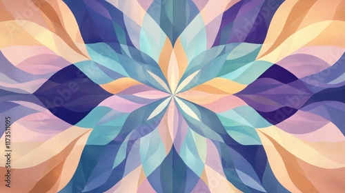 Abstract pastel floral mandala design.