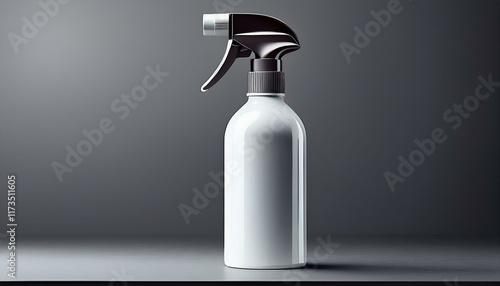 minimalist white spray bottle on seamless gray background showcasing sleek design generative ai photo