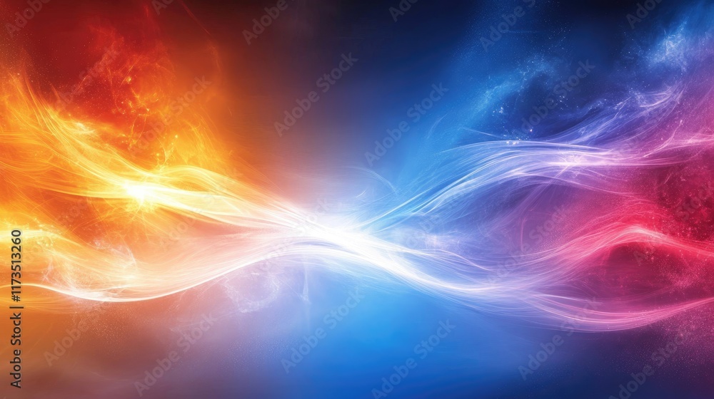 Abstract energy waves in vibrant orange and blue hues Abstract energy waves in vibrant orange and blue hues