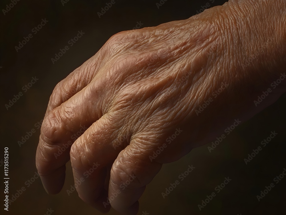 Fototapeta premium close-up of a wrinkled hand reaching out