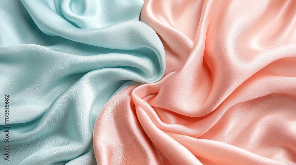 Obraz premium Soft pastel silk fabric textures in mint and peach hues