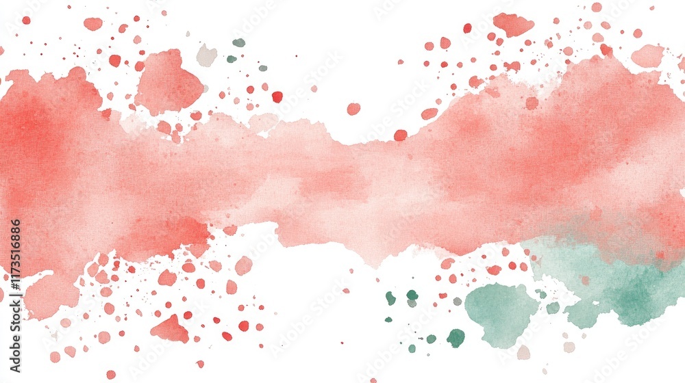 Obraz premium Soft watercolor splashes in coral and teal hues