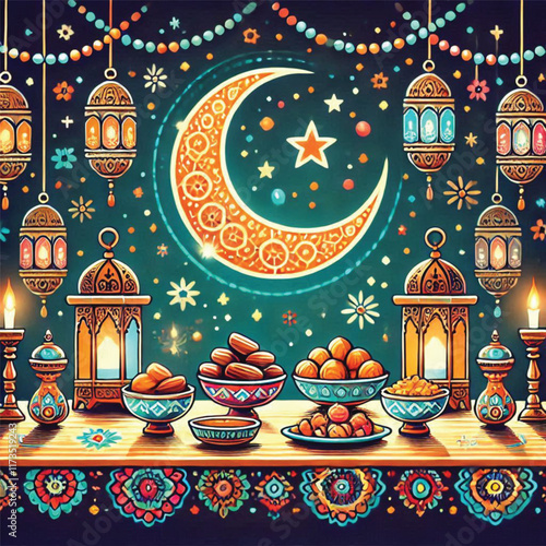 Ramadan Kareem vector fasting month for muslims all over the world