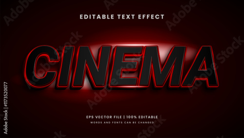 Black red cinema 3d editable text effect