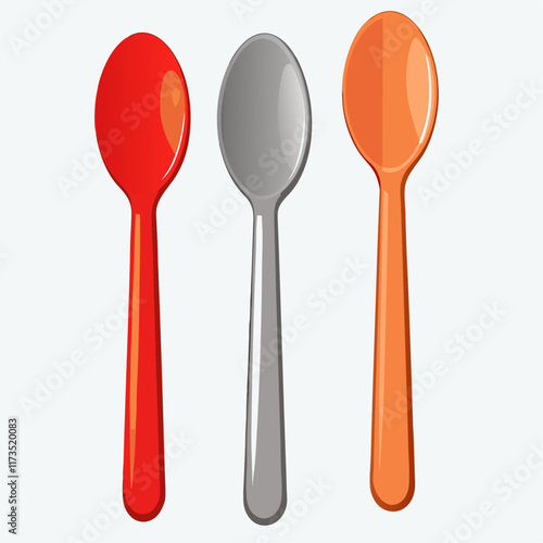 Colorful Assortment of Kitchen Spoons vector illustration (2)