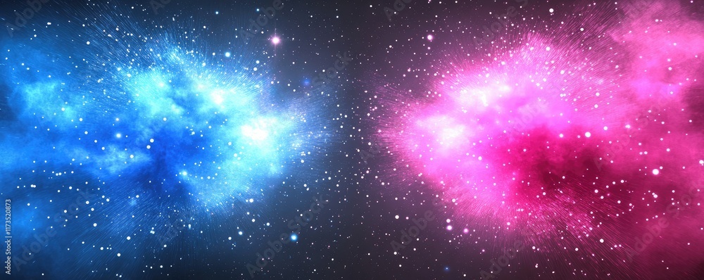 Naklejka premium Vibrant cosmic explosion in blue and pink hues