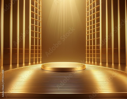 gold background podium award stage light golden win 3d platform background luxury gold podium winner ceremony spotlight star abstract shine prize champion design victory show product template