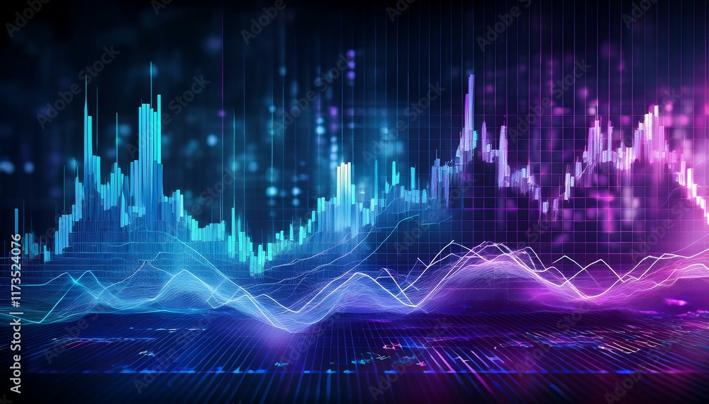 digital trading chart background in blue and purple reflecting the stock market concept digital trading chart background in blue and purple reflecting the stock market concept