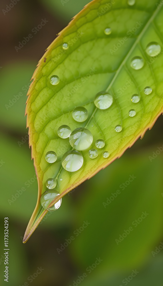 Fototapeta premium leaf with rain droplets - Recovery earth concept, photo, with white tones
