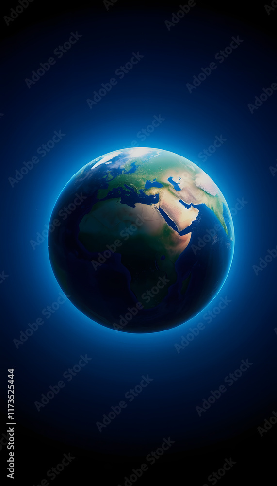 Real Earth Planet in blue sun, vector style, with white tones Real Earth Planet in blue sun, vector style, with white tones