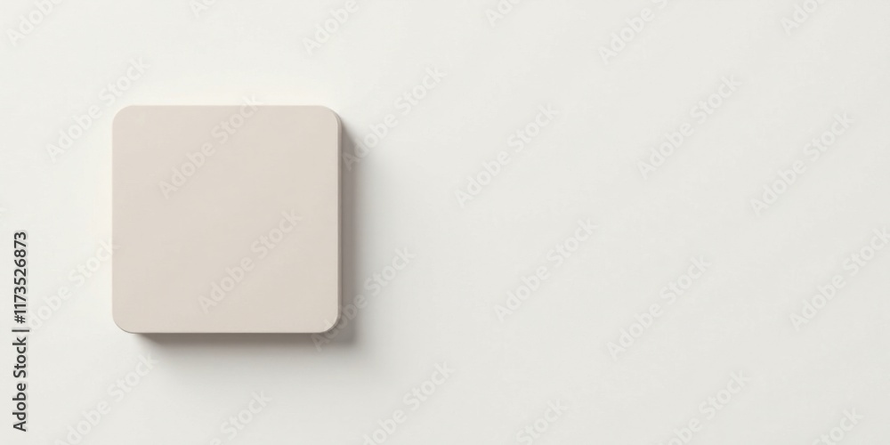 Simple Square Blank Coaster Mockup on White Background Simple Square Blank Coaster Mockup on White Background