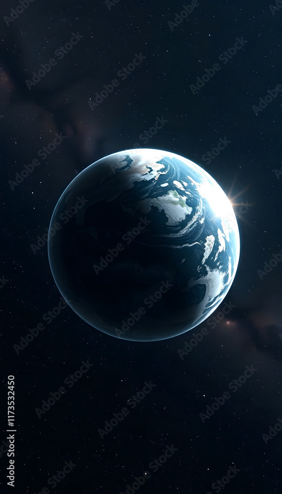 Fototapeta premium Flat Earth in space. Concept mythology universe and world are disk. Generation AI, with white tones