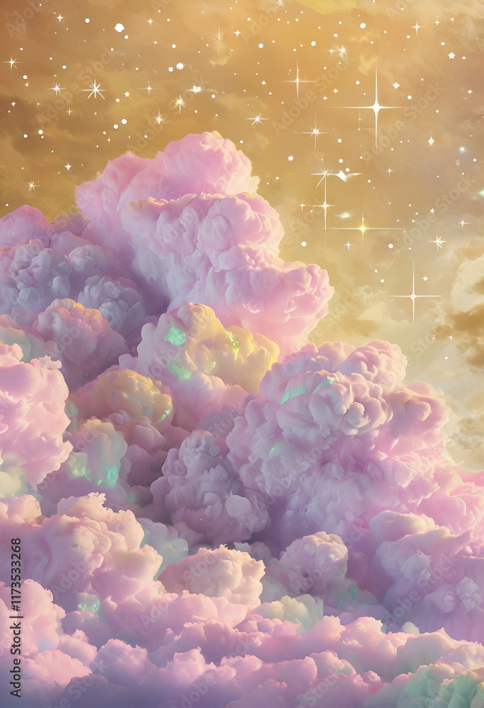 Fototapeta premium Pastel Clouds Forming Ethereal Mass In Gradient Sky wallpaper