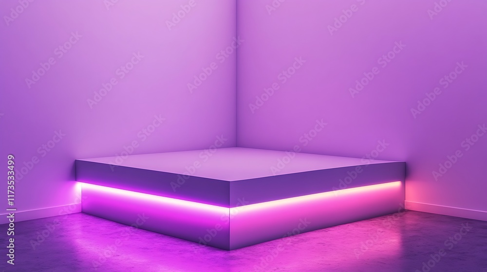 Illuminated Purple Cube Corner Display Platform Illuminated Purple Cube Corner Display Platform