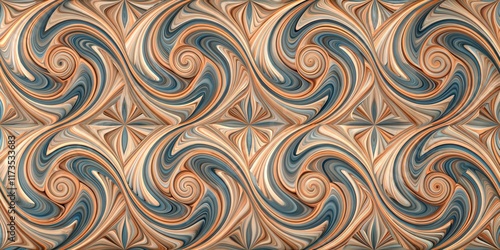 Teal and Copper Vortex: Luxury Abstract Pattern