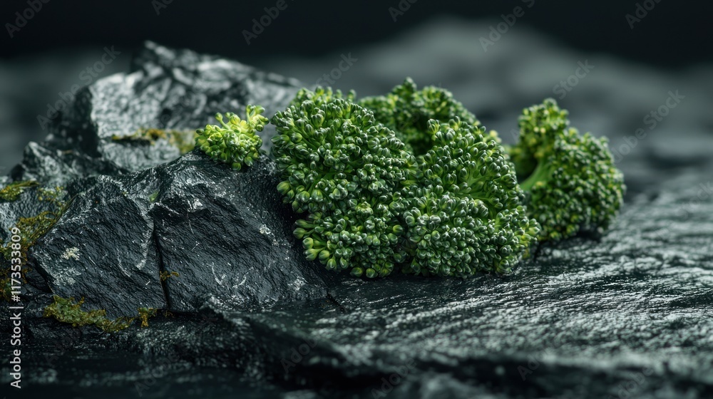 Broccolis on Dark Rocks: A Culinary Still Life