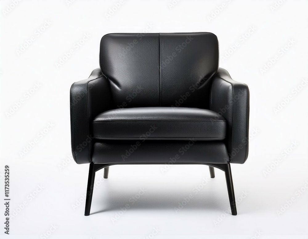 front view modern stylish minimalist black armchair isolated on white background front view modern stylish minimalist black armchair isolated on white background