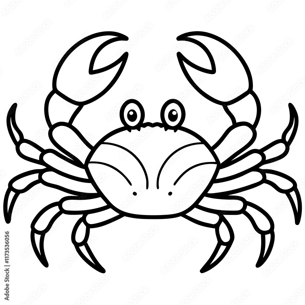 Fototapeta premium Cute Silhouette of a Crab line art vector cartoon illustration