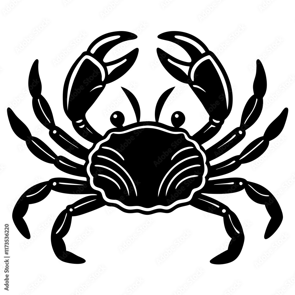 Cute Silhouette of a Crab line art vector cartoon illustration Cute Silhouette of a Crab line art vector cartoon illustration