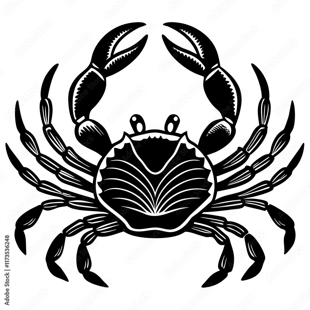 Cute Silhouette of a Crab line art vector cartoon illustration Cute Silhouette of a Crab line art vector cartoon illustration