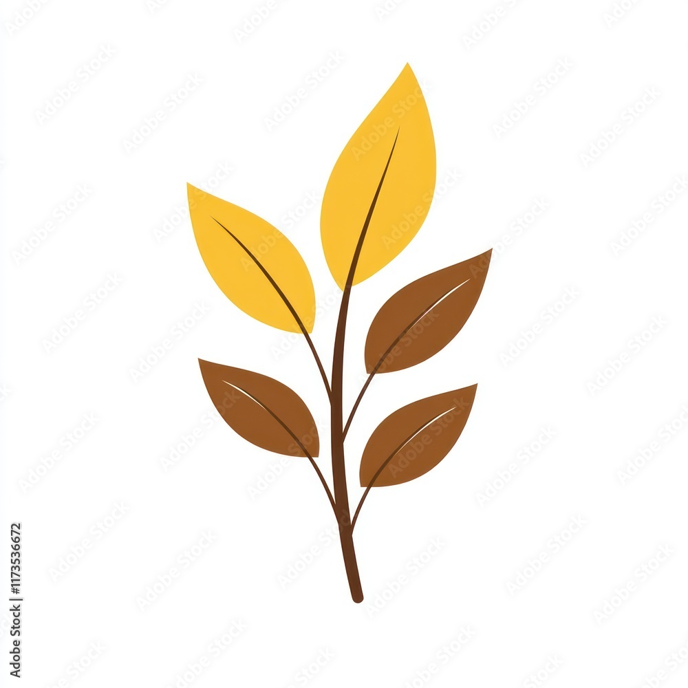 Autumn Branch With Yellow And Brown Leaves Autumn Branch With Yellow And Brown Leaves