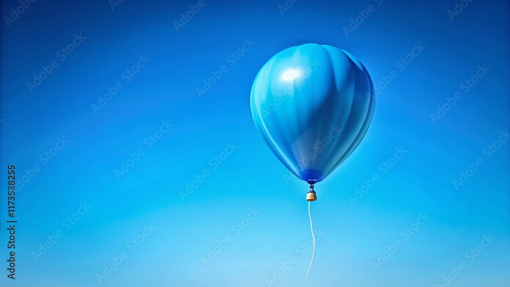 Obraz premium Serene Blue Balloon: Single Balloon Floating in Clear Sky, Stock Photo