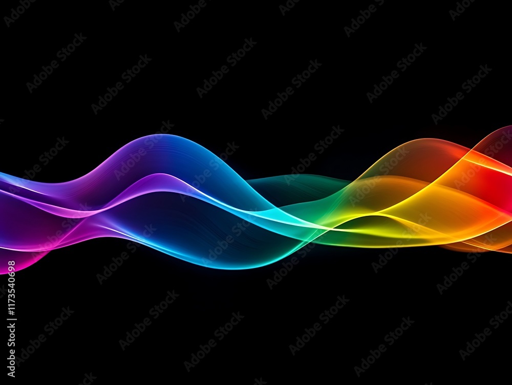 Naklejka premium Abstract Glowing Lights in Vibrant Colors Cascading Against a Dark Background, Perfect for Futuristic and Festive Designs