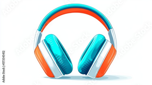 Abstract illustration of colorful overear headphones with a vibrant design on a white background photo