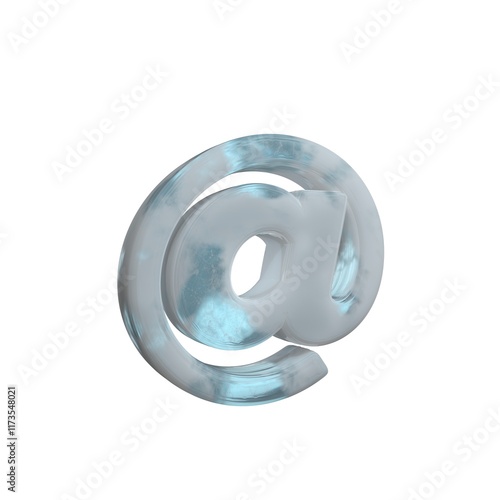 3D Render Frosty ice Symbol @ At Symbol isolated on white background.