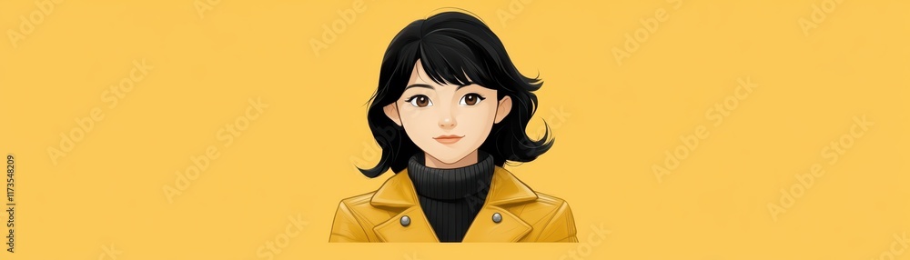 Urban style, woman in vibrant yellow jacket a fashion photography portrait Urban style, woman in vibrant yellow jacket a fashion photography portrait