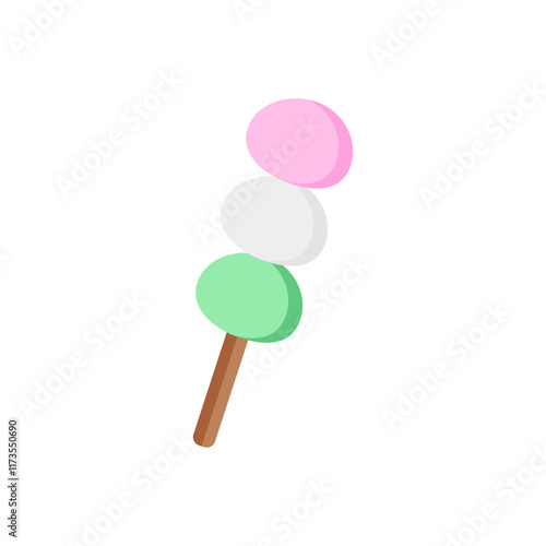 Pastel dango on white background.