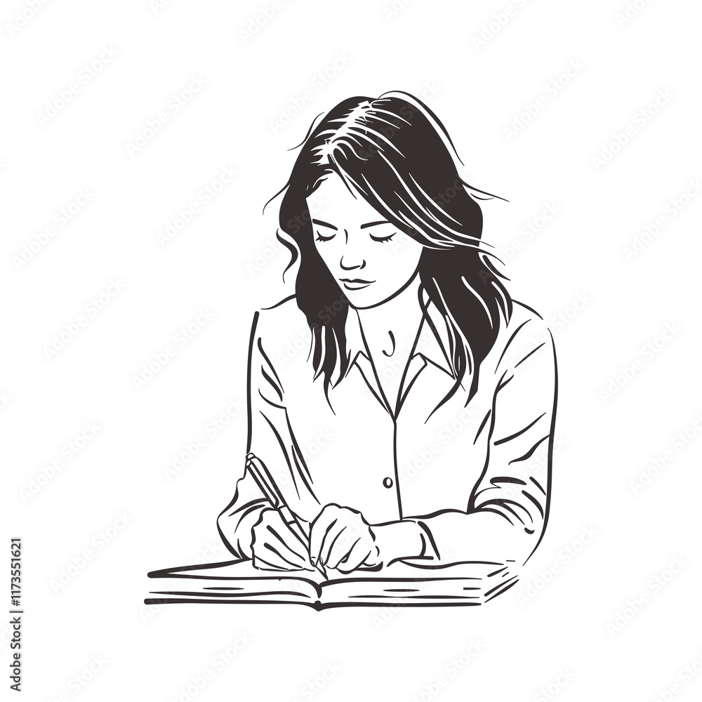Elegant Silhouette Illustration Of A Woman Reading Book Vector Art Elegant Silhouette Illustration Of A Woman Reading Book Vector Art