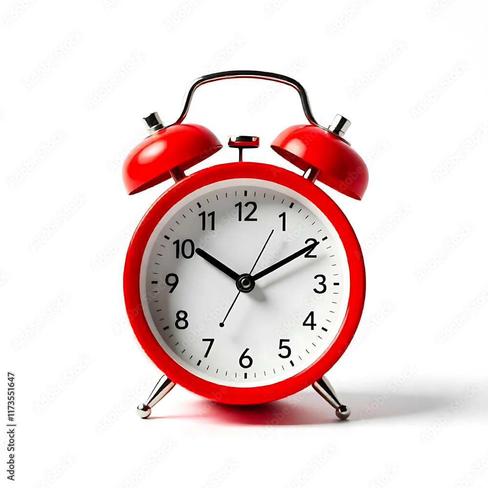 Red Alarm Clock White Isolated Background Red Alarm Clock White Isolated Background