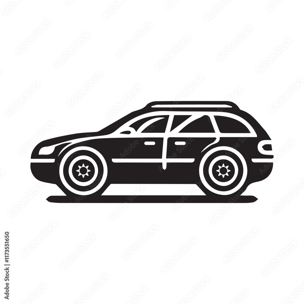 Fototapeta premium Black and white Car icon silhouette vector