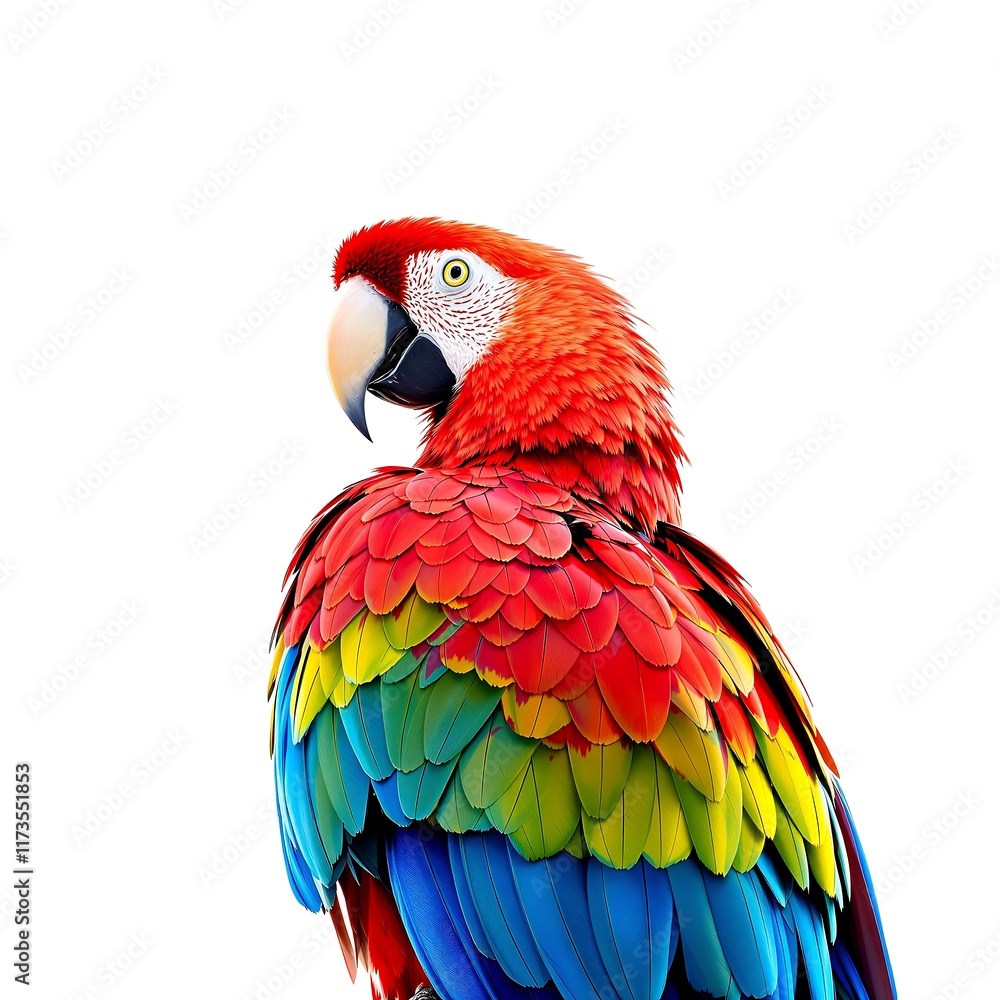 Fototapeta premium Minimalistic Scarlet Macaw on White Background