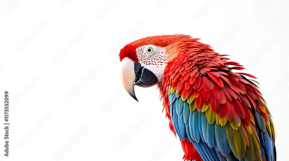 Fototapeta premium Minimalistic Scarlet Macaw on White Background