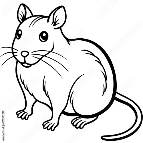 Cute Silhouette of a Gerbil line art vector cartoon illustration