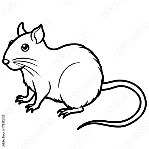 Cute Silhouette of a Gerbil line art vector cartoon illustration