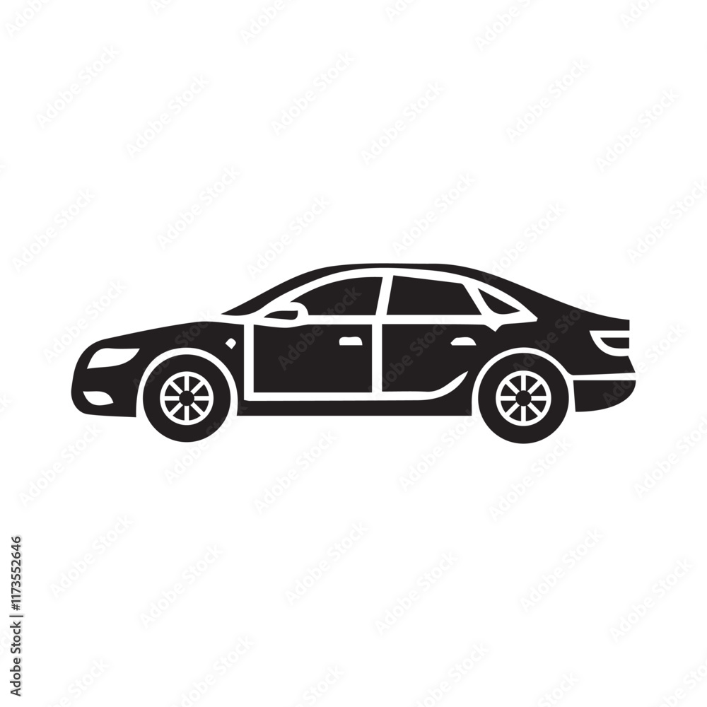 Black and white Car icon silhouette vector Black and white Car icon silhouette vector