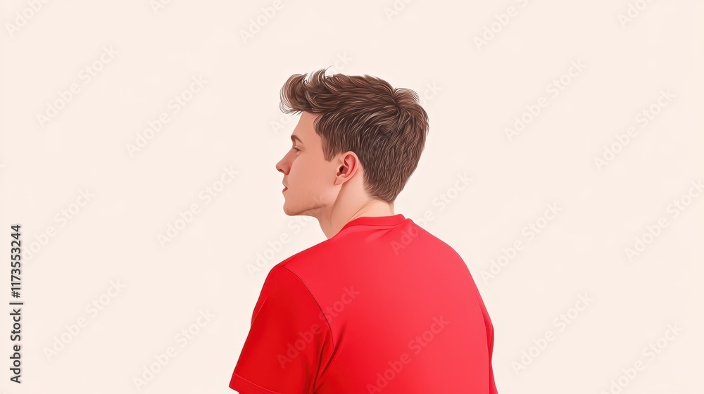Man in red shirt and black pants, stylish modern look for everyday wear Man in red shirt and black pants, stylish modern look for everyday wear