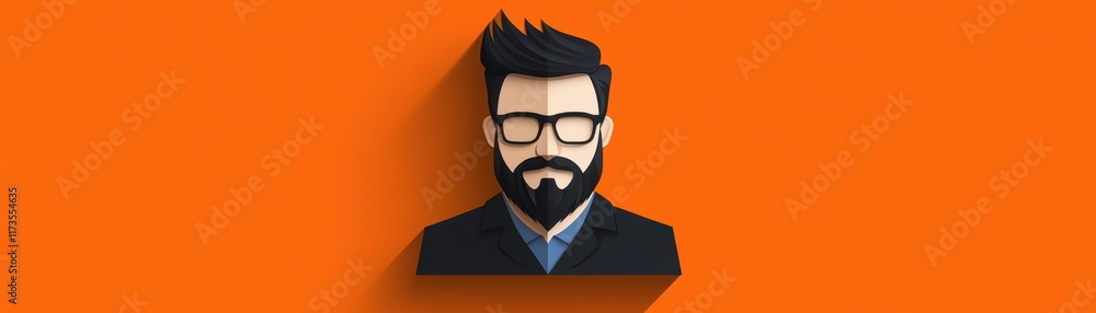 Stylish bearded man with glasses, modern portrait capturing confidence and style Stylish bearded man with glasses, modern portrait capturing confidence and style