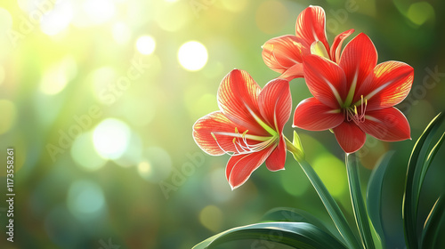 Close-up image of vibrant orange amarillys flower photo