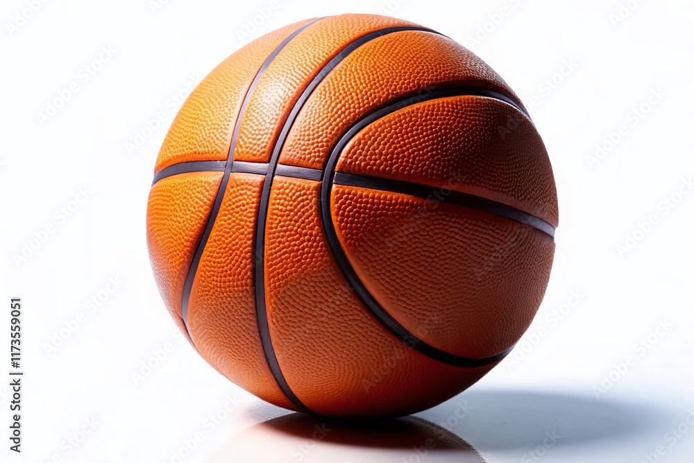Fototapeta premium Sleek Textured Basketball on White Background - Low Light Sport Photography