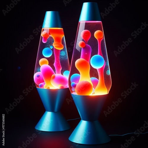 Lava lamps Decorative lamp containing colored wax that forms blo