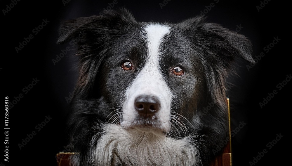 portrait of border collie remoted on black history portrait of border collie remoted on black history