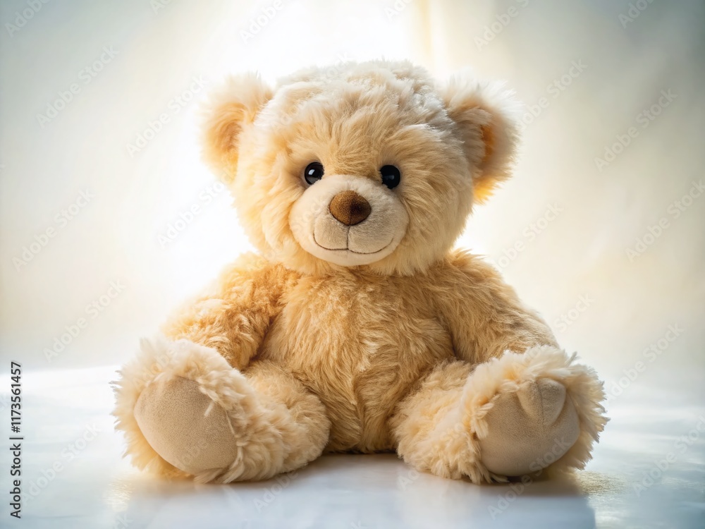 Obraz premium Soft Teddy Bear, White Background, Long Exposure Photography, Plush Toy, Cute